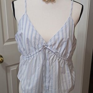 Arizona Jean Company Light Blue & White Striped Cami Top